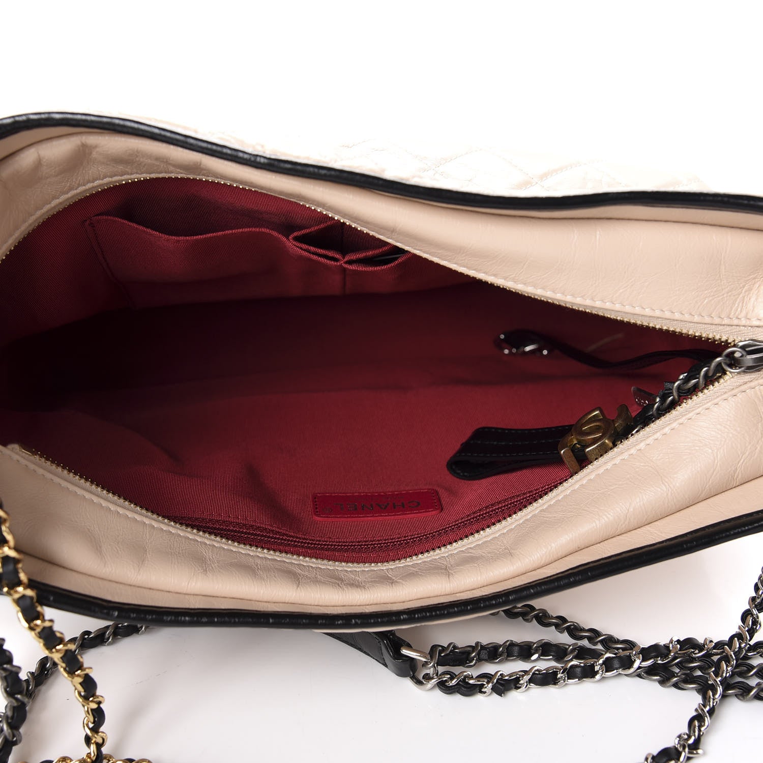 Chanel Aged Calfskin Quilted Large Gabrielle Hobo Beige Black 5 of 10
