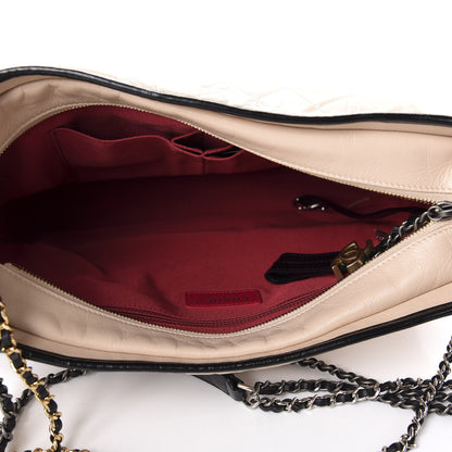 Chanel Aged Calfskin Quilted Large Gabrielle Hobo Beige Black 5 of 10