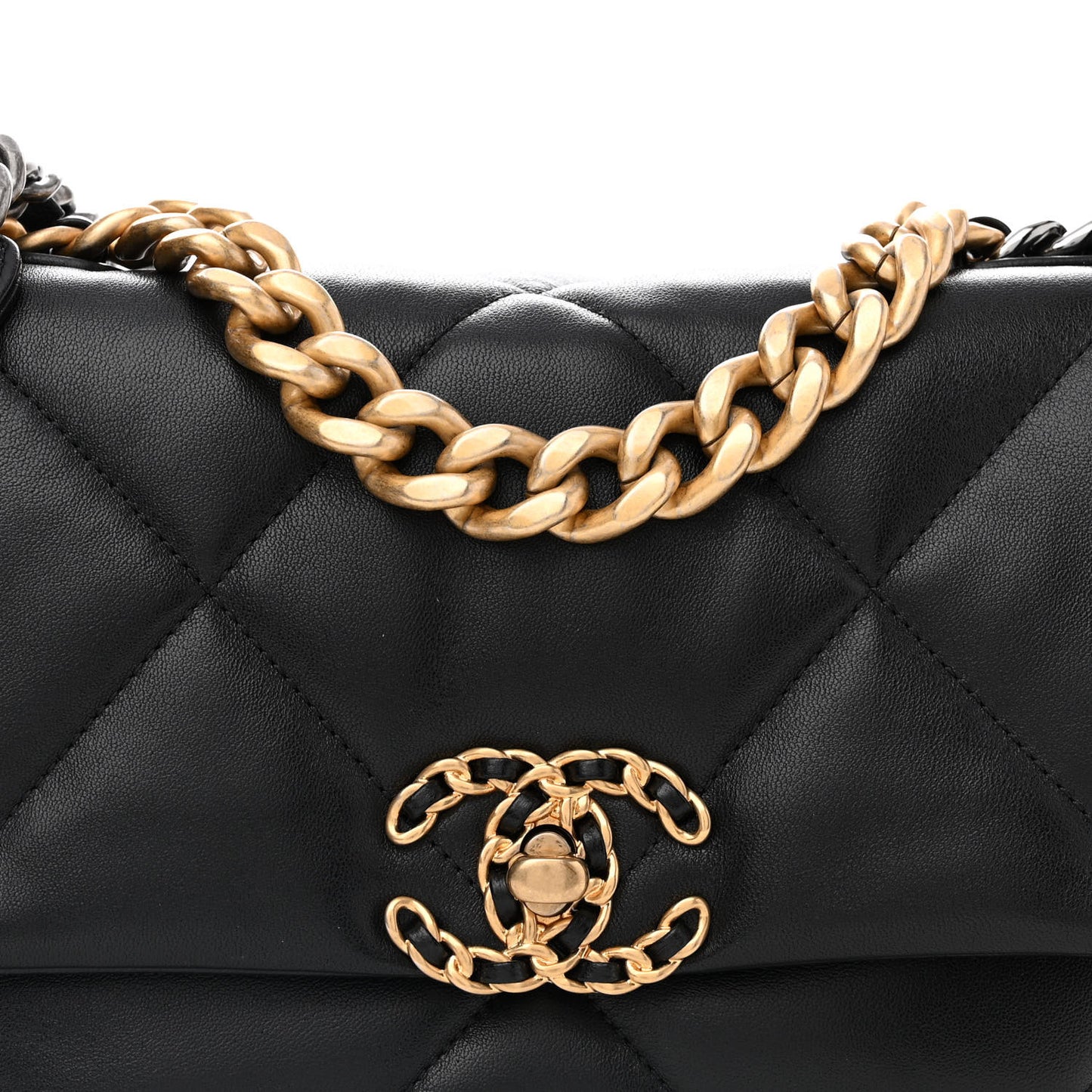 Lambskin Quilted Medium Chanel 19 Flap Black