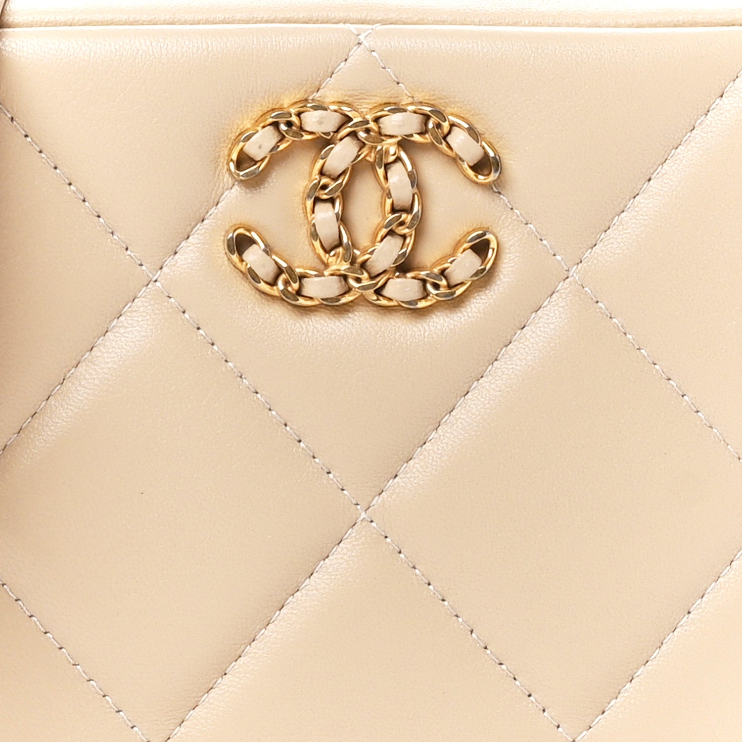 Chanel Lambskin Quilted Chanel 19 Clutch With Chain Beige 8 of 11