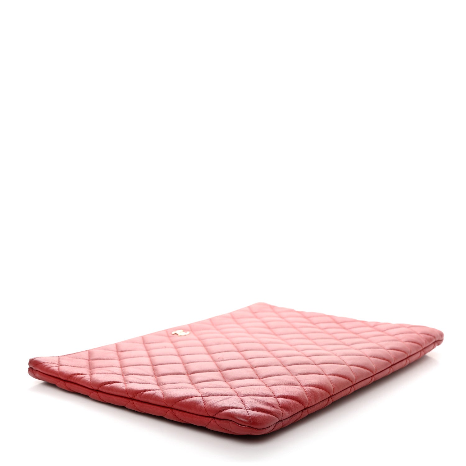 Chanel Lambskin Quilted Large Cosmetic Case Red 4 of 7