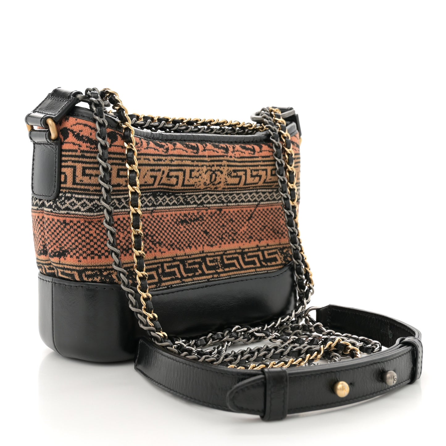 Knit Calfskin Small Gabrielle Hobo Black Multicolor