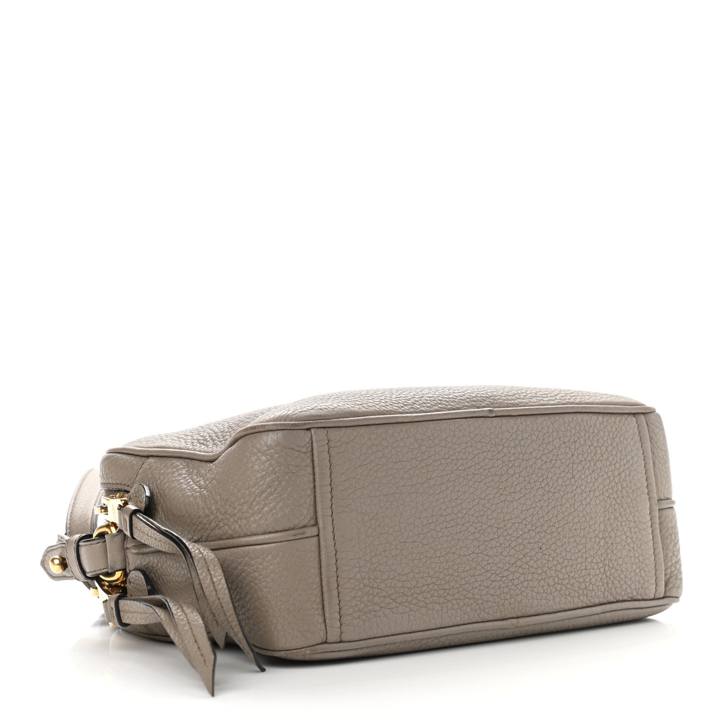 Vitello Daino Medium Double Zip Shoulder Bag Argilla