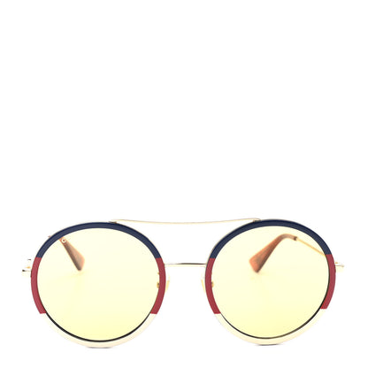 Gucci Metal Round Frame Sunglasses GG0061S Bleu Red White 2 of 8