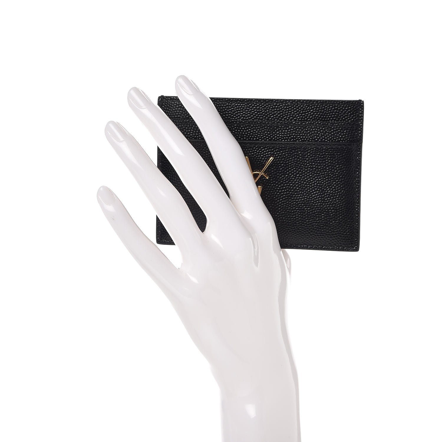 Saint Laurent Grain De Poudre Monogram Credit Card Case Black 2 of 8