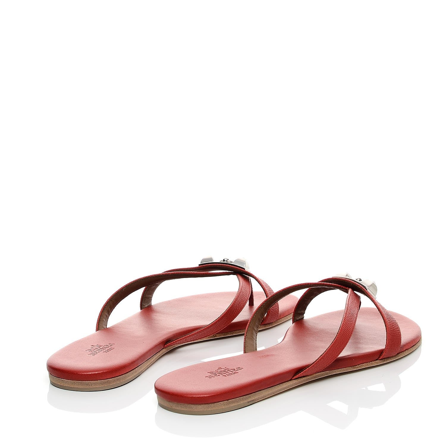 Hermes Epsom Corfou Sandals 38 Rouge 4 of 8