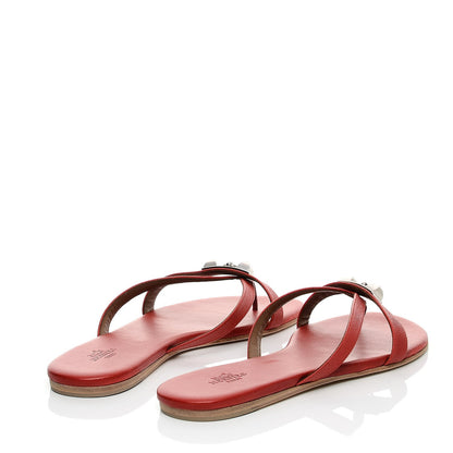Hermes Epsom Corfou Sandals 38 Rouge 4 of 8