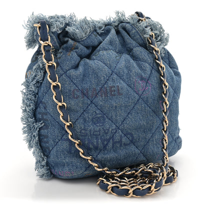 Chanel Denim Quilted Small Mood Bucket With Chain Blue Multicolor 3 of 12