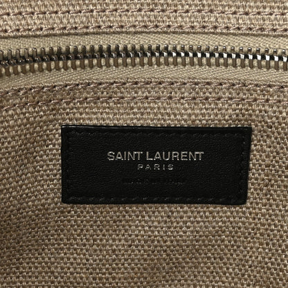 Saint Laurent Linen Calfskin Rive Gauche Tote Optic White 6 of 8