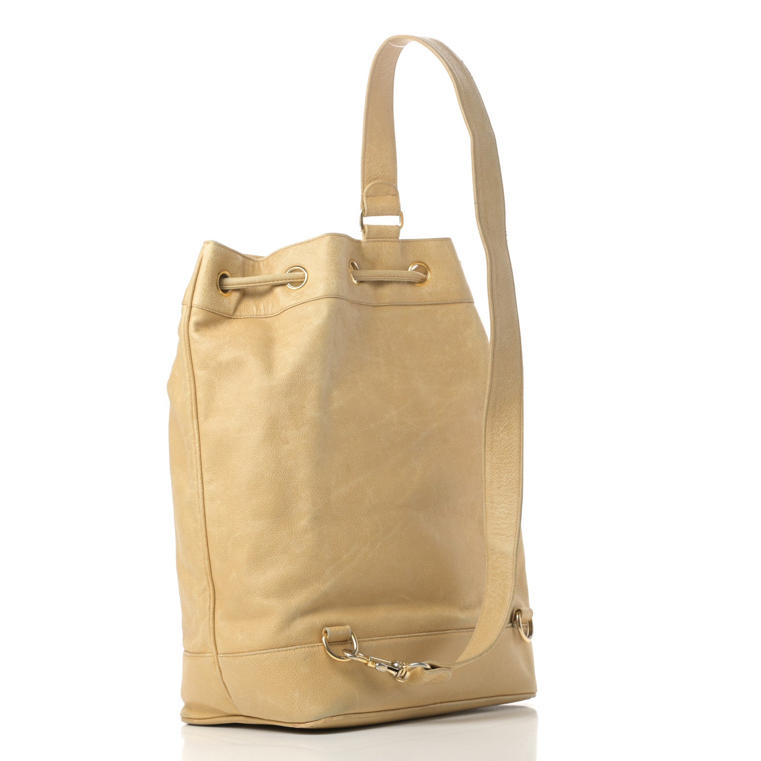Chanel Caviar Drawstring Sling Backpack Beige 3 of 16