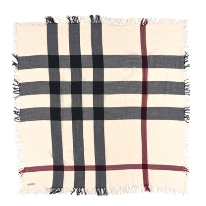 Burberry Wool Silk Gauze Giant Check Lightweight Scarf White 1 of 3