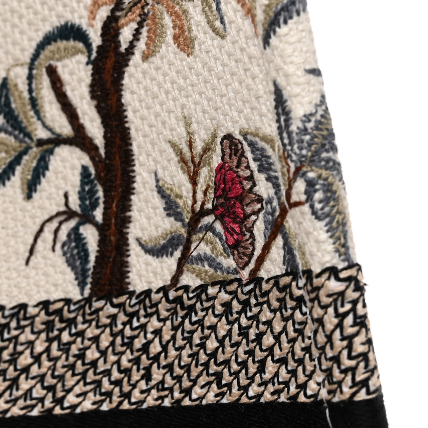 Christian Dior Canvas Embroidered Large Jardin D'Hiver Book Tote Latte Multicolor 12 of 12