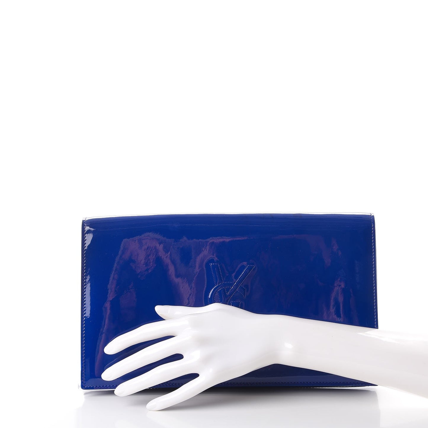 Patent Calfskin Monogram Large Belle De Jour Clutch Royal Blue