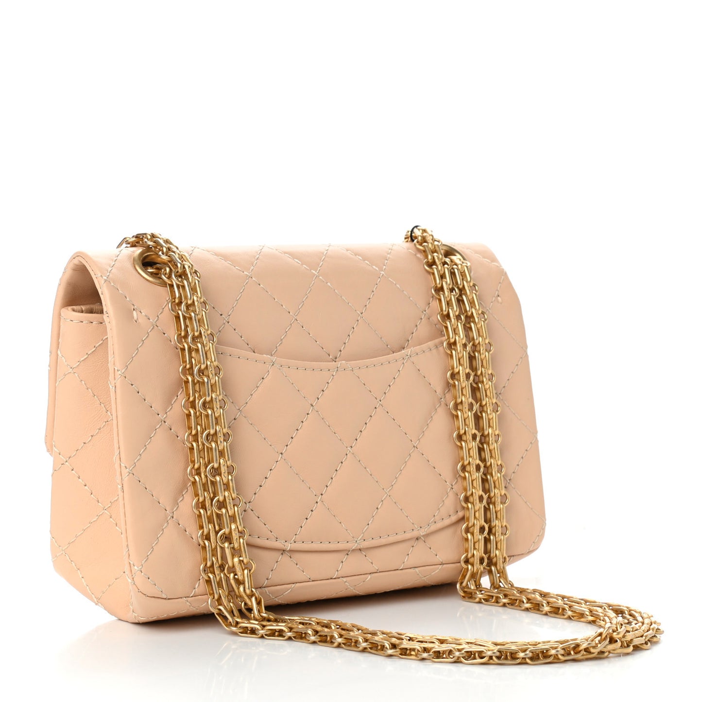 Aged Calfskin Quilted 2.55 Reissue Mini Flap Beige