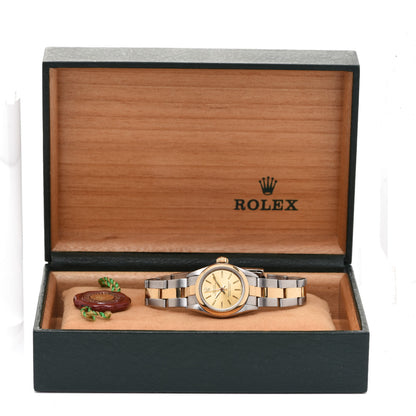 Rolex Stainless Steel 18K Yellow Gold 26mm Oyster Perpetual Watch Champagne 67183 5 of 5