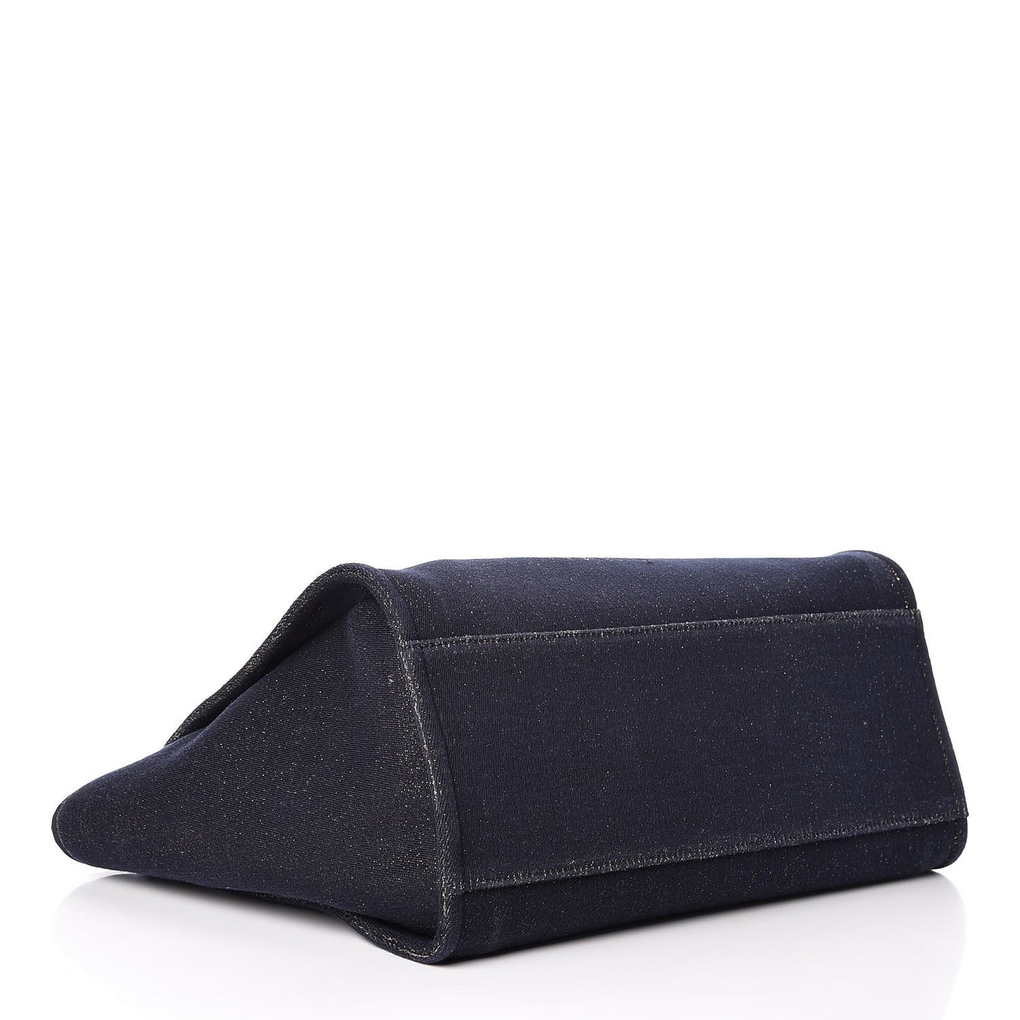 Lurex Canvas Medium Deauville Tote Navy Blue Gold
