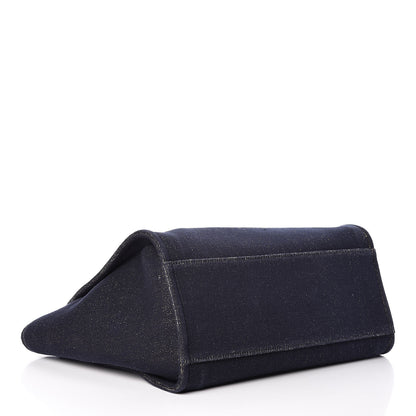 Chanel Lurex Canvas Medium Deauville Tote Navy Blue Gold 4 of 11