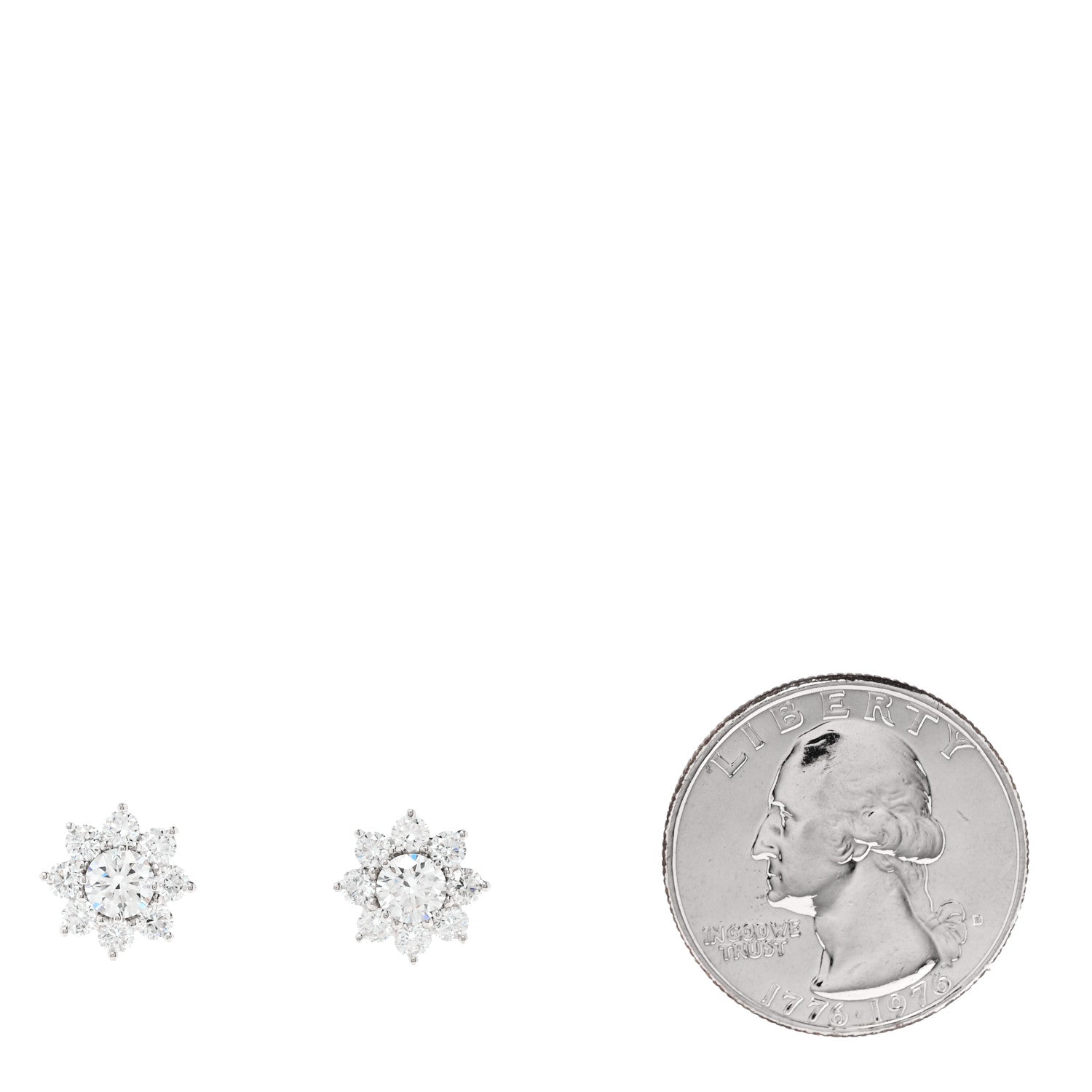 Harry Winston Platinum Diamond Mini Sunflower Earrings 2 of 5