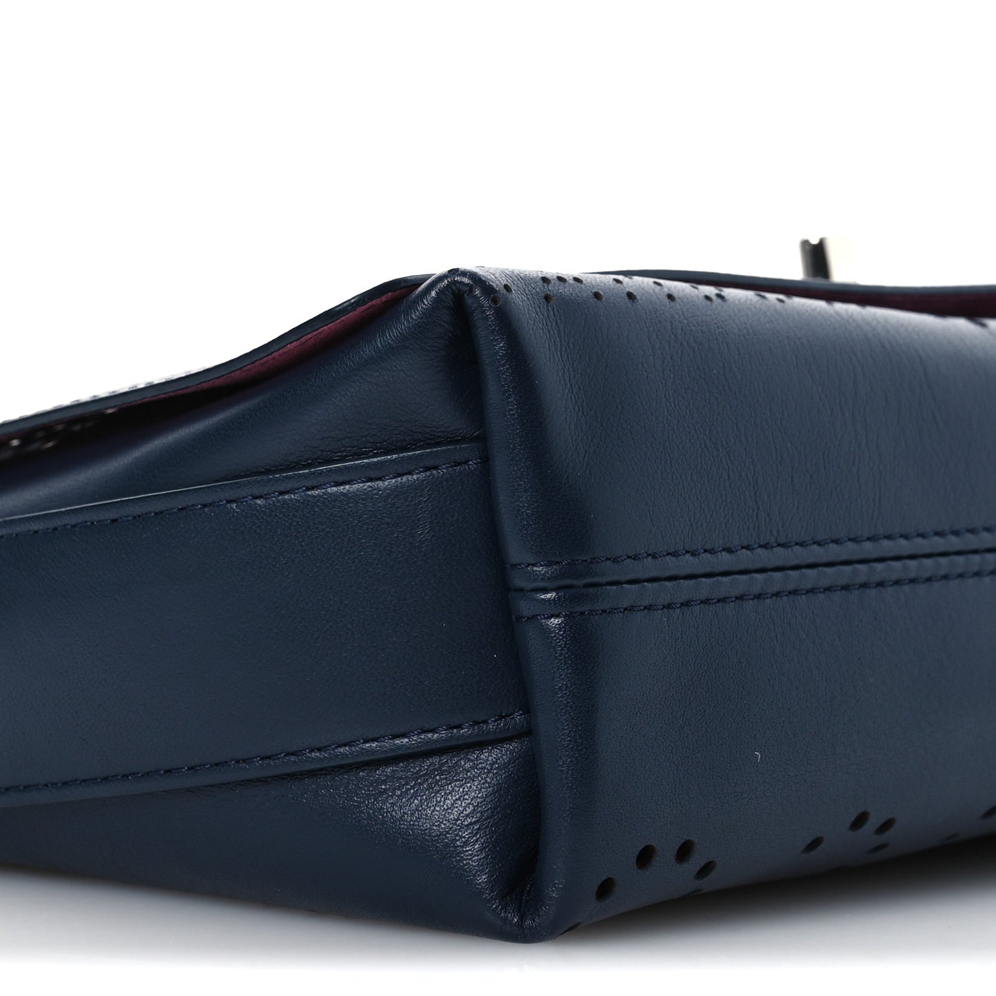 Calfskin Tweed Eyelet Flap Bag Navy