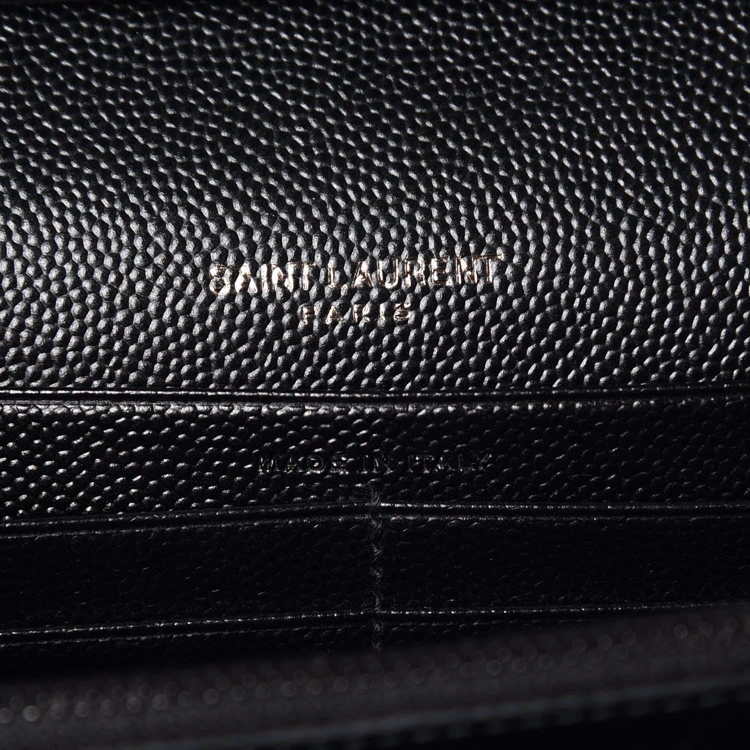 Saint Laurent Grain De Poudre Matelasse Chevron Monogram Chain Wallet Black White 8 of 8