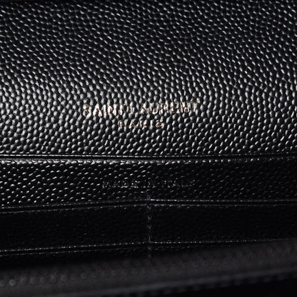 Saint Laurent Grain De Poudre Matelasse Chevron Monogram Chain Wallet Black White 8 of 8