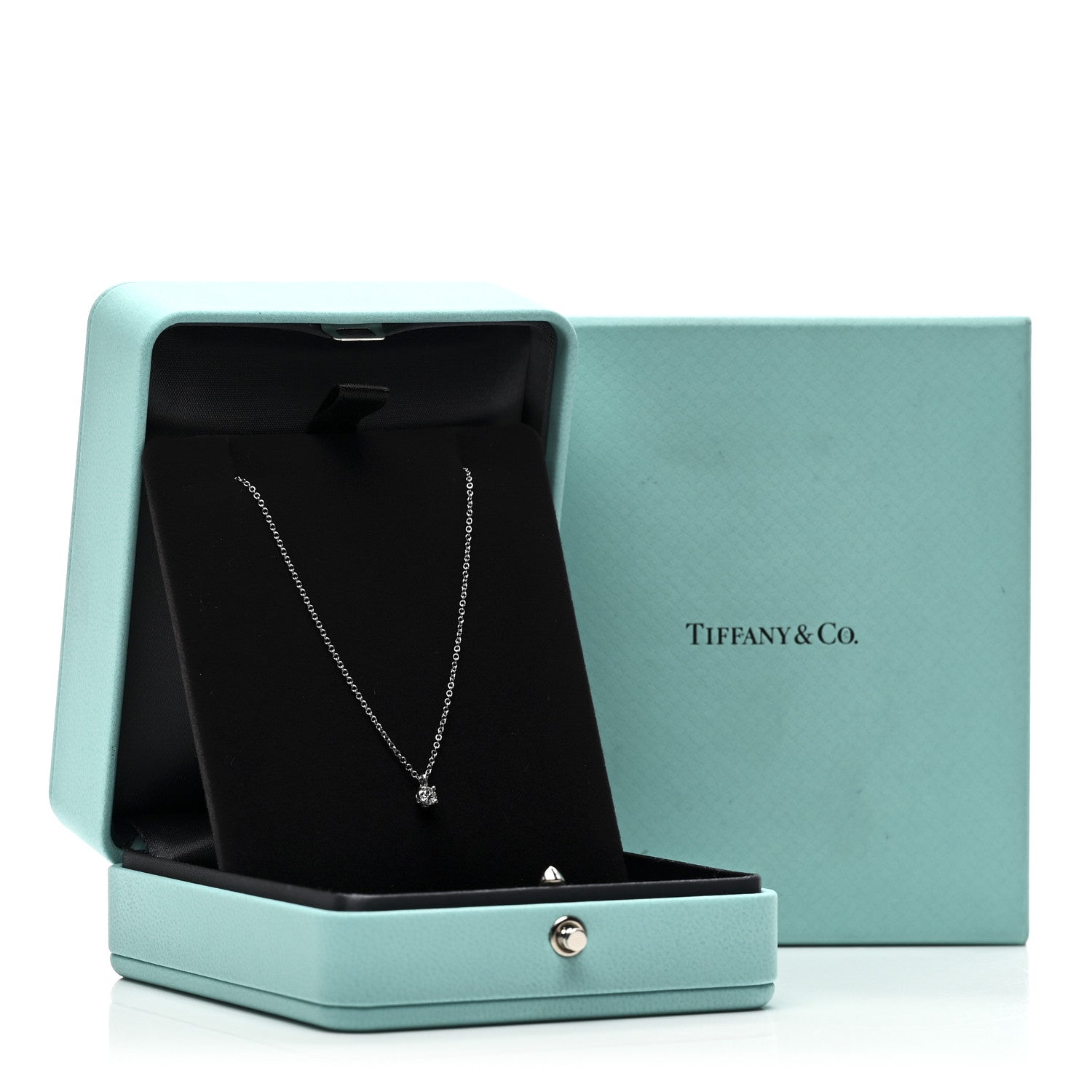 Tiffany Platinum Diamond .12ct Solitaire Pendant Necklace 5 of 5