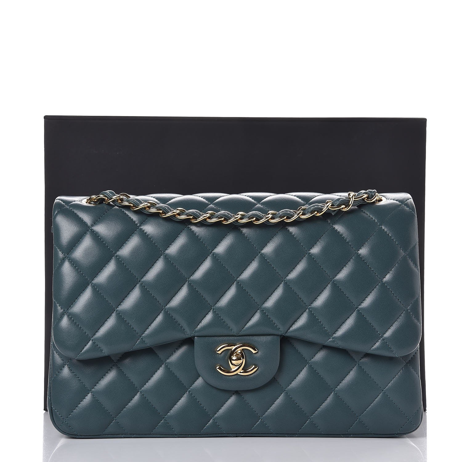 Chanel Lambskin Quilted Jumbo Double Flap Green 9 of 9