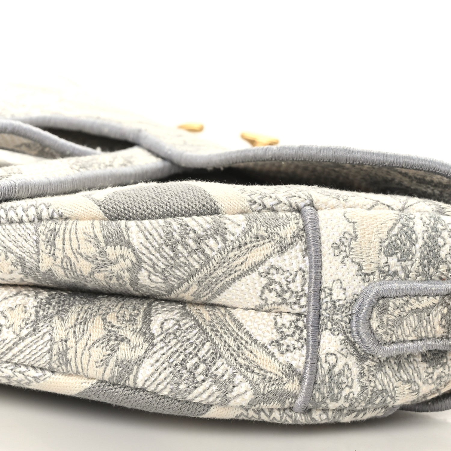 Christian Dior Canvas Embroidered Toile de Jouy Saddle Bag Gray 9 of 9
