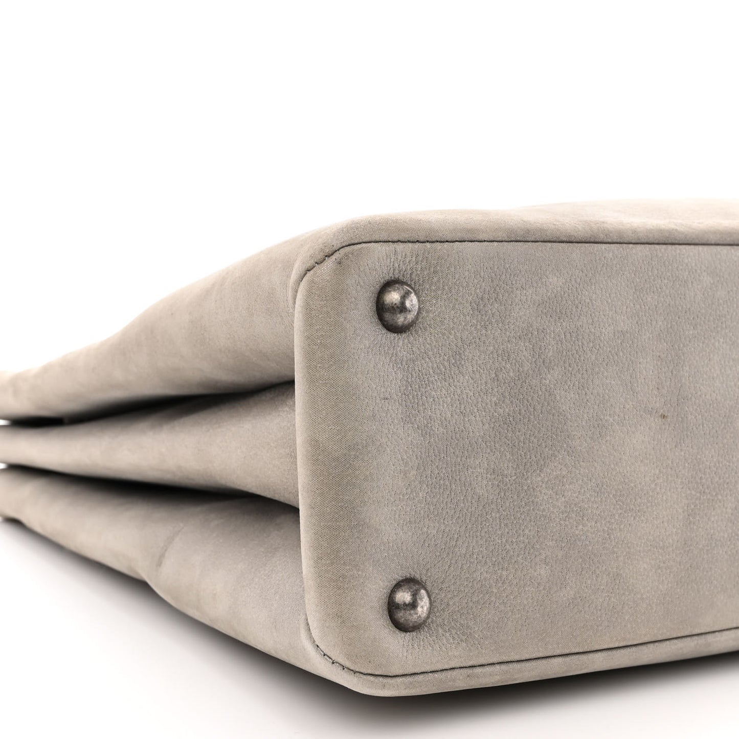 Iridescent Calfskin CC East West Shopping Tote Light Grey