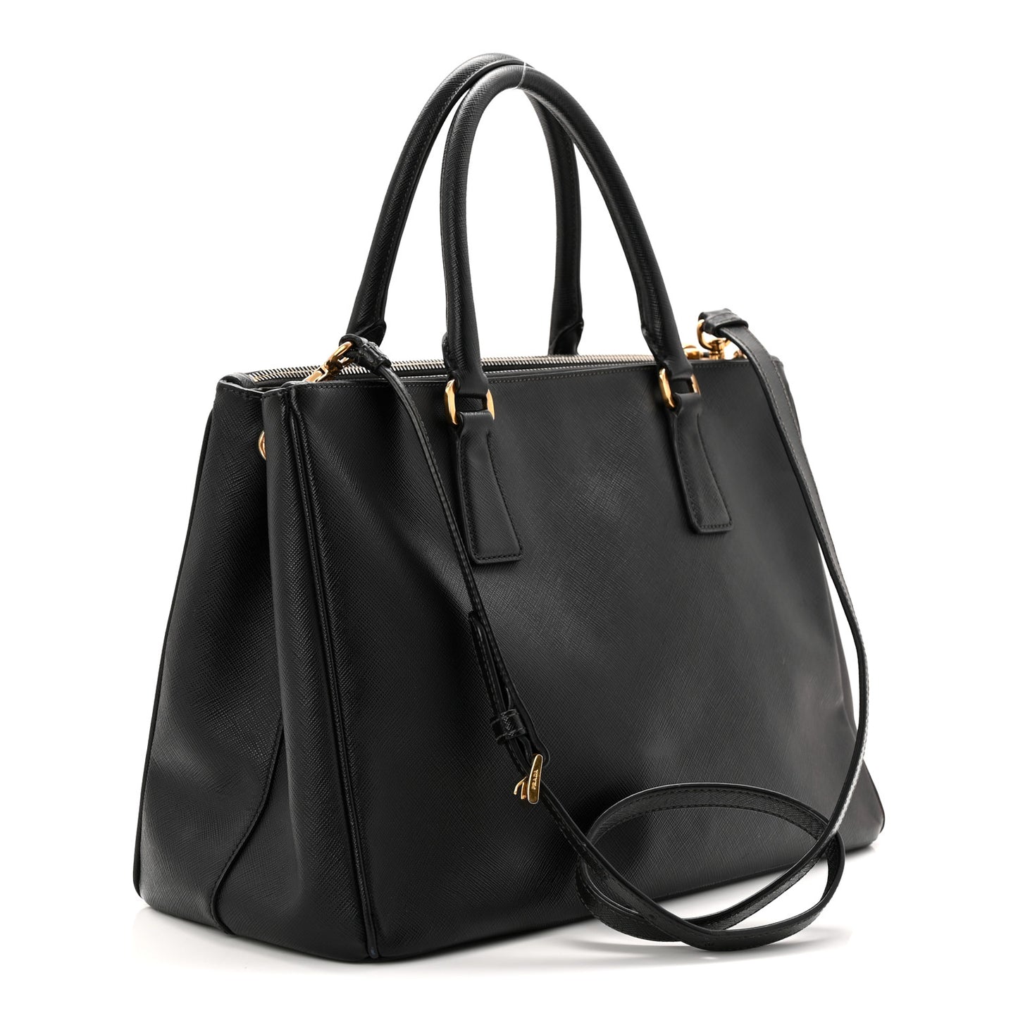 Saffiano Medium Galleria Double Zip Tote Black