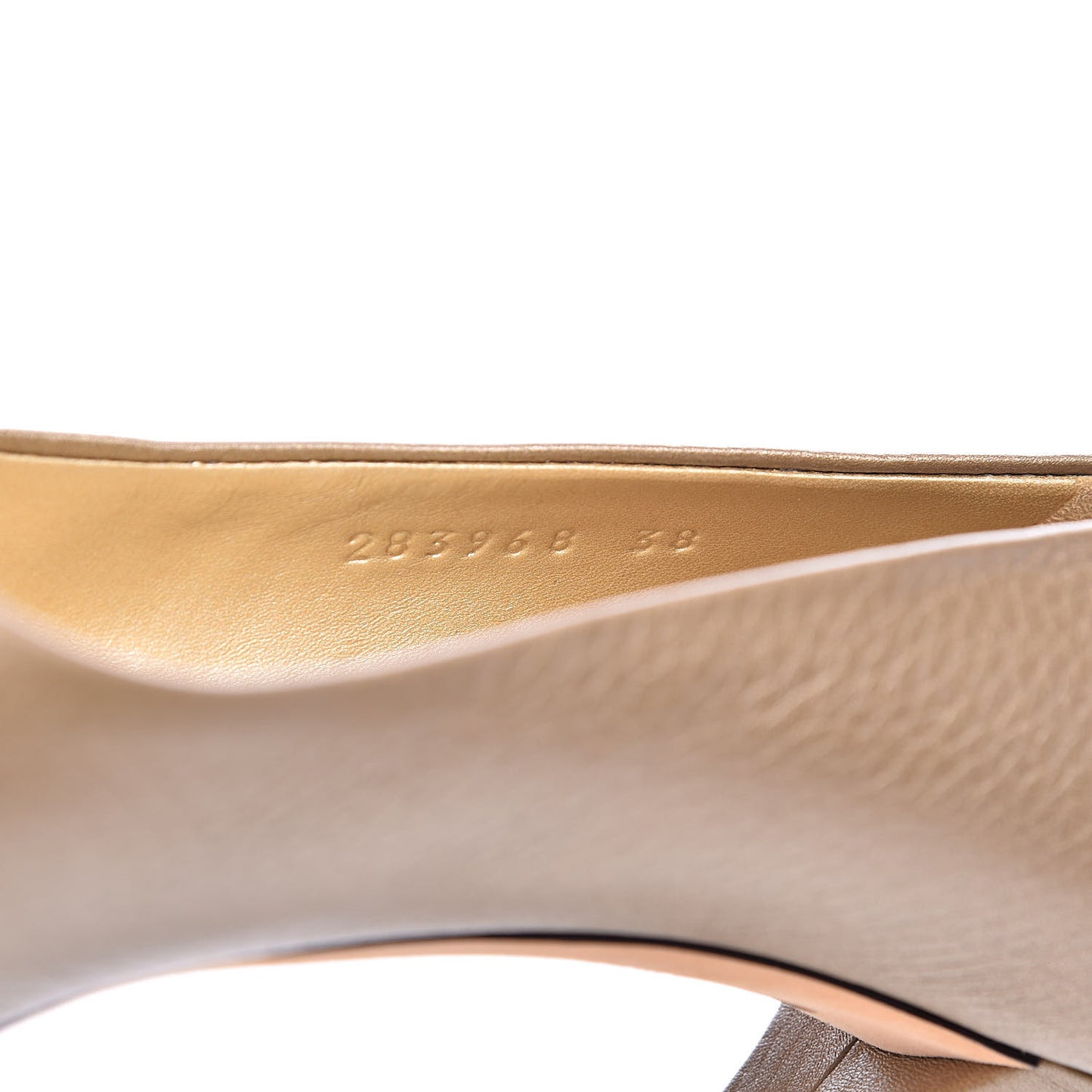 Metallic Soft Cellarius Calfskin Horsebit Platform Peep Toe Pumps 38 Champagne