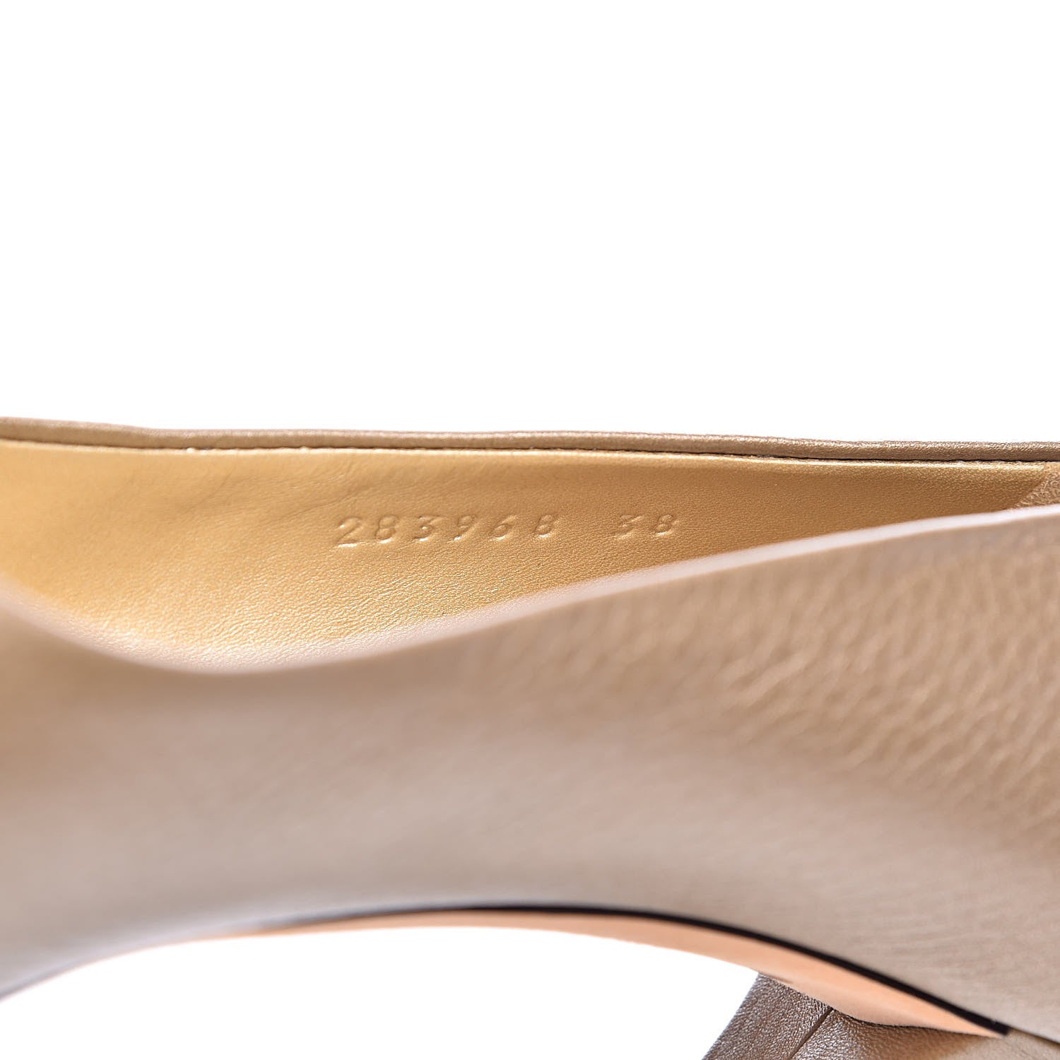 Gucci Metallic Soft Cellarius Calfskin Horsebit Platform Peep Toe Pumps 38 Champagne 7 of 18