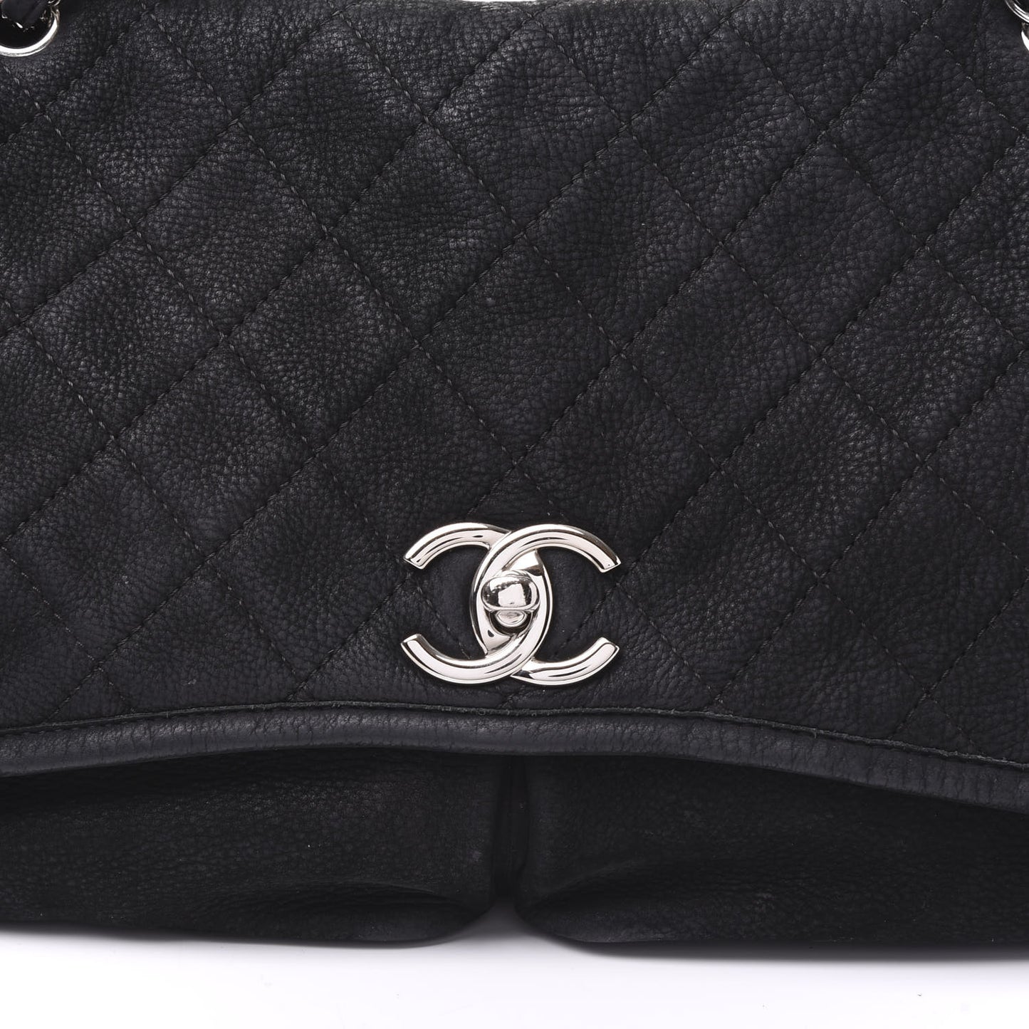 Ultra Soft Suede Calfskin Large Natural Beauty Flap Black