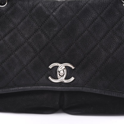 Chanel Ultra Soft Suede Calfskin Large Natural Beauty Flap Black 9 of 9