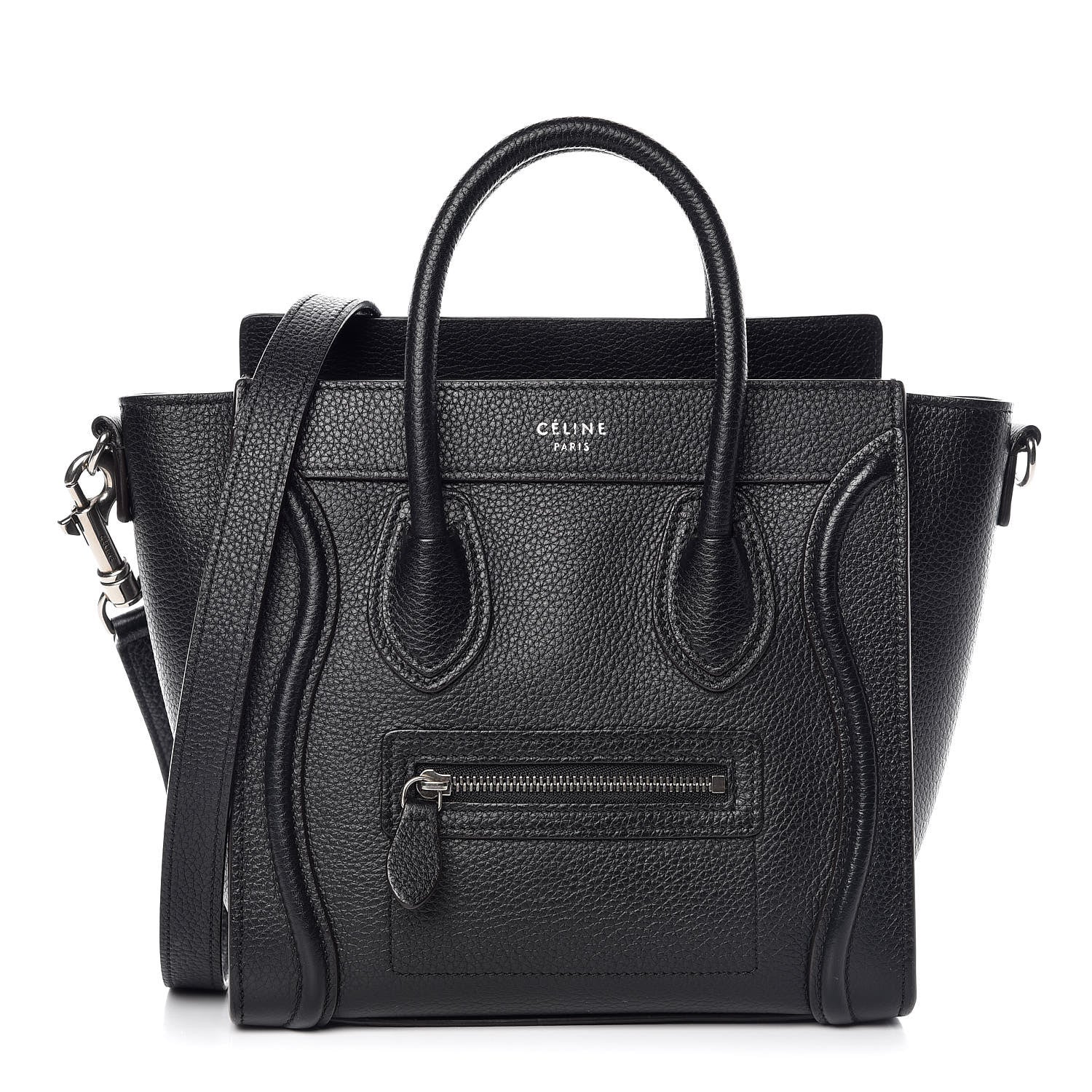 Celine Drummed Calfskin Nano Luggage Black 1 of 9