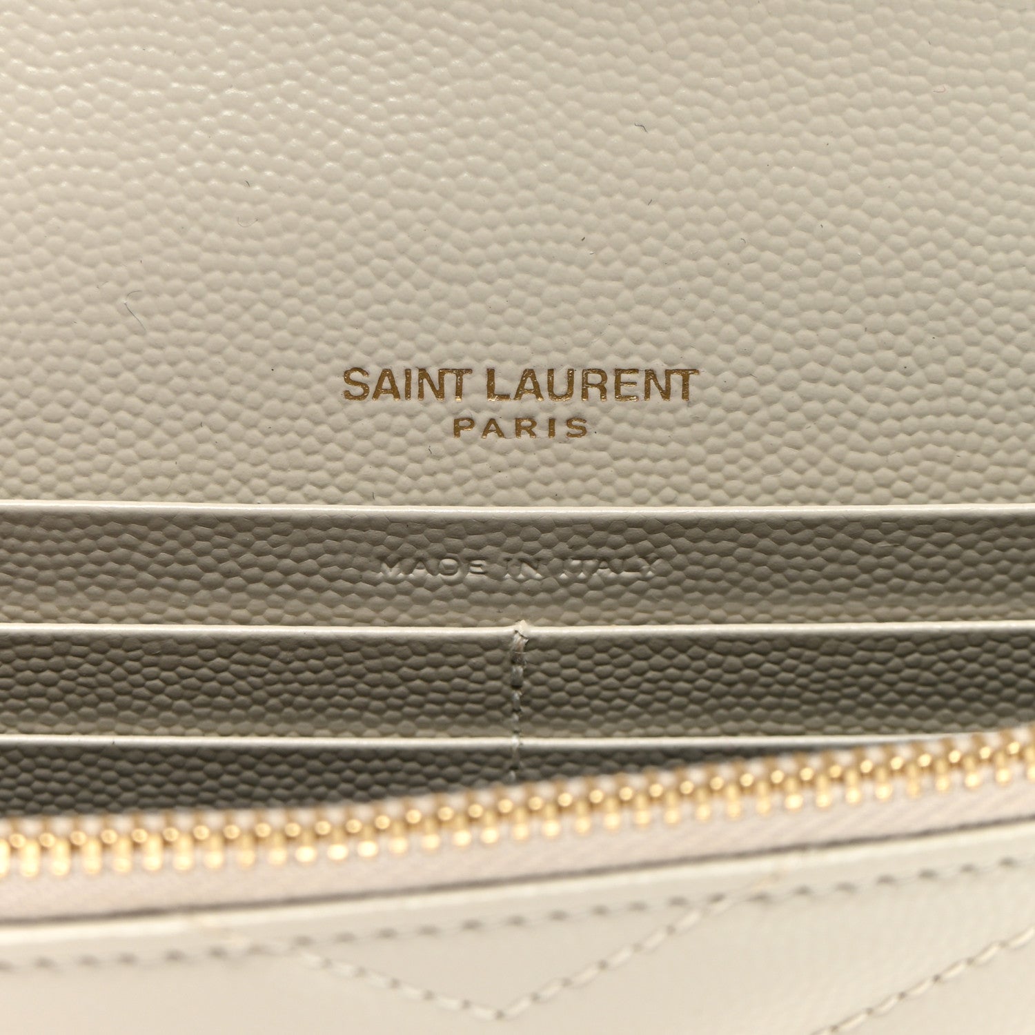 Saint Laurent Grain De Poudre Matelasse Chevron Monogram Envelope Chain Wallet Crema Soft 7 of 10
