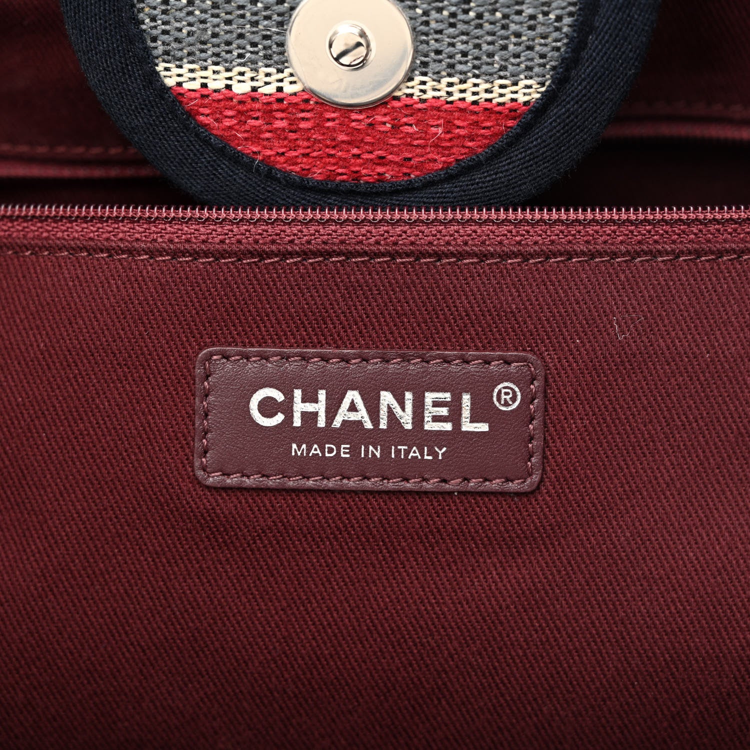 Chanel Striped Canvas Medium Deauville Tote Beige 6 of 11