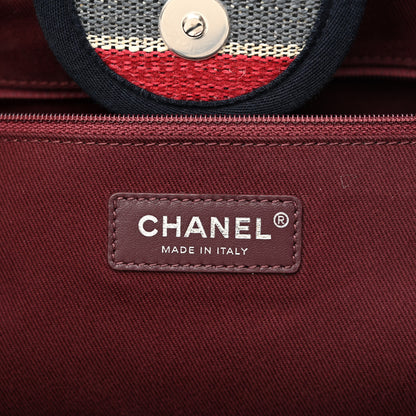 Chanel Striped Canvas Medium Deauville Tote Beige 6 of 11