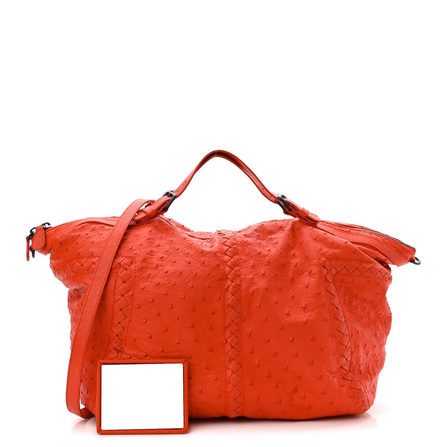 Bottega Veneta Ostrich Intrecciato Maxi Convertible Tote Red 1 of 10