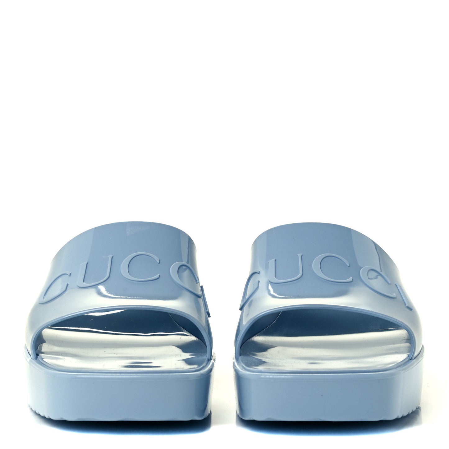 Rubber Gucci Logo Womens Platform 20/60mm Slide Sandals 38 Porcelain Light Blue