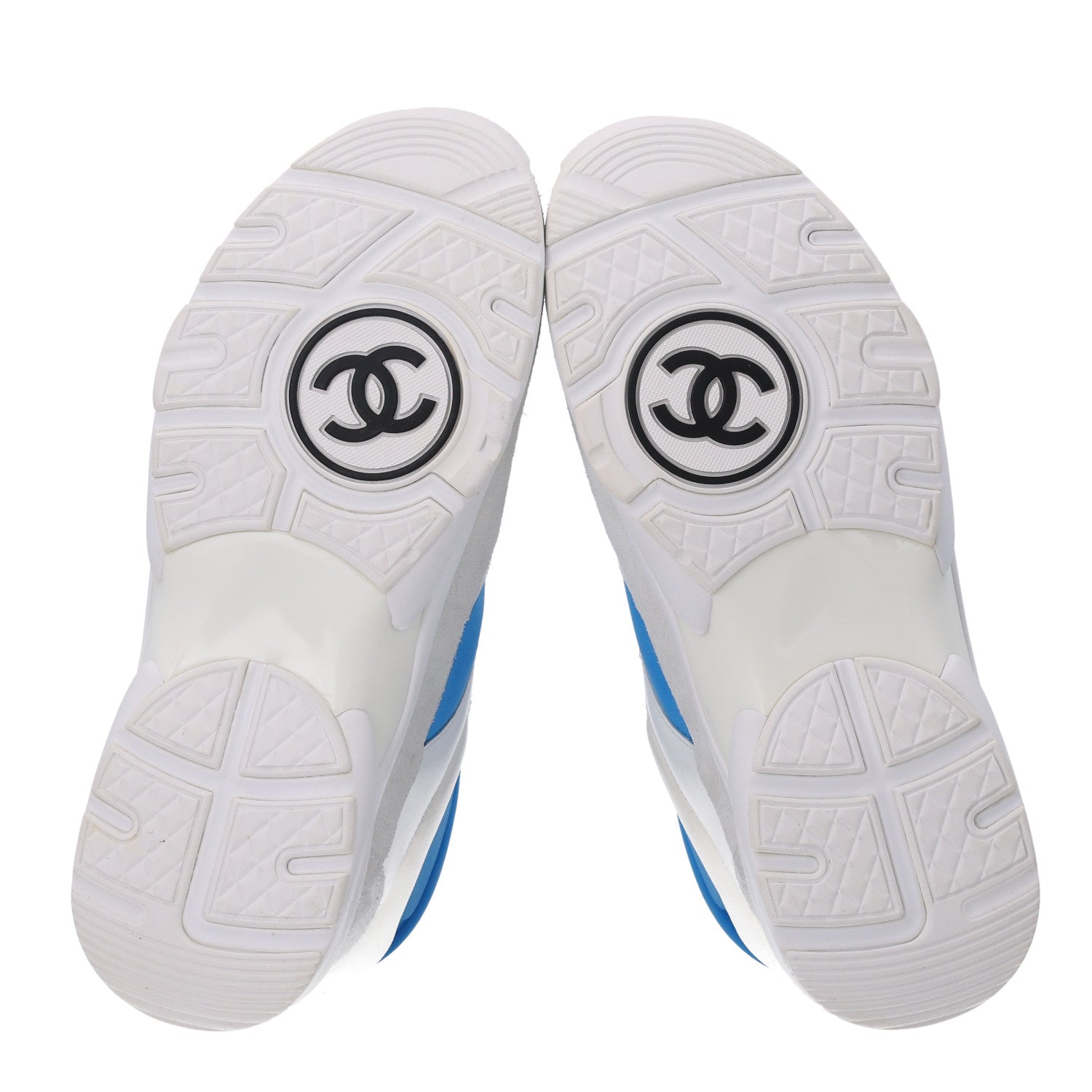 Chanel Suede Calfskin Lambskin High Top CC Sneakers 37.5 White Blue 7 of 11