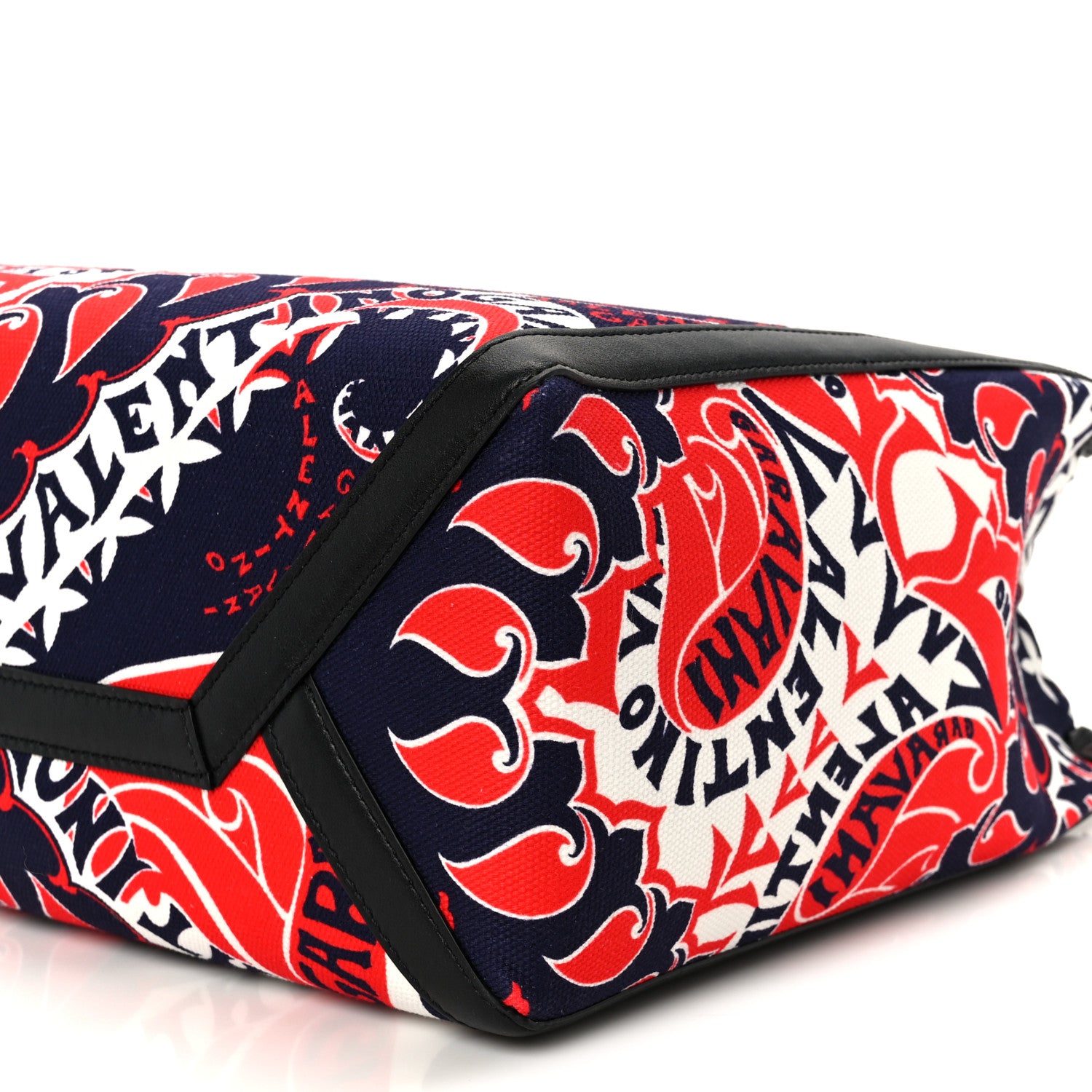 Valentino Garavani Canvas Logo Paisley Print Rockstud Tote Black Multicolor 9 of 9
