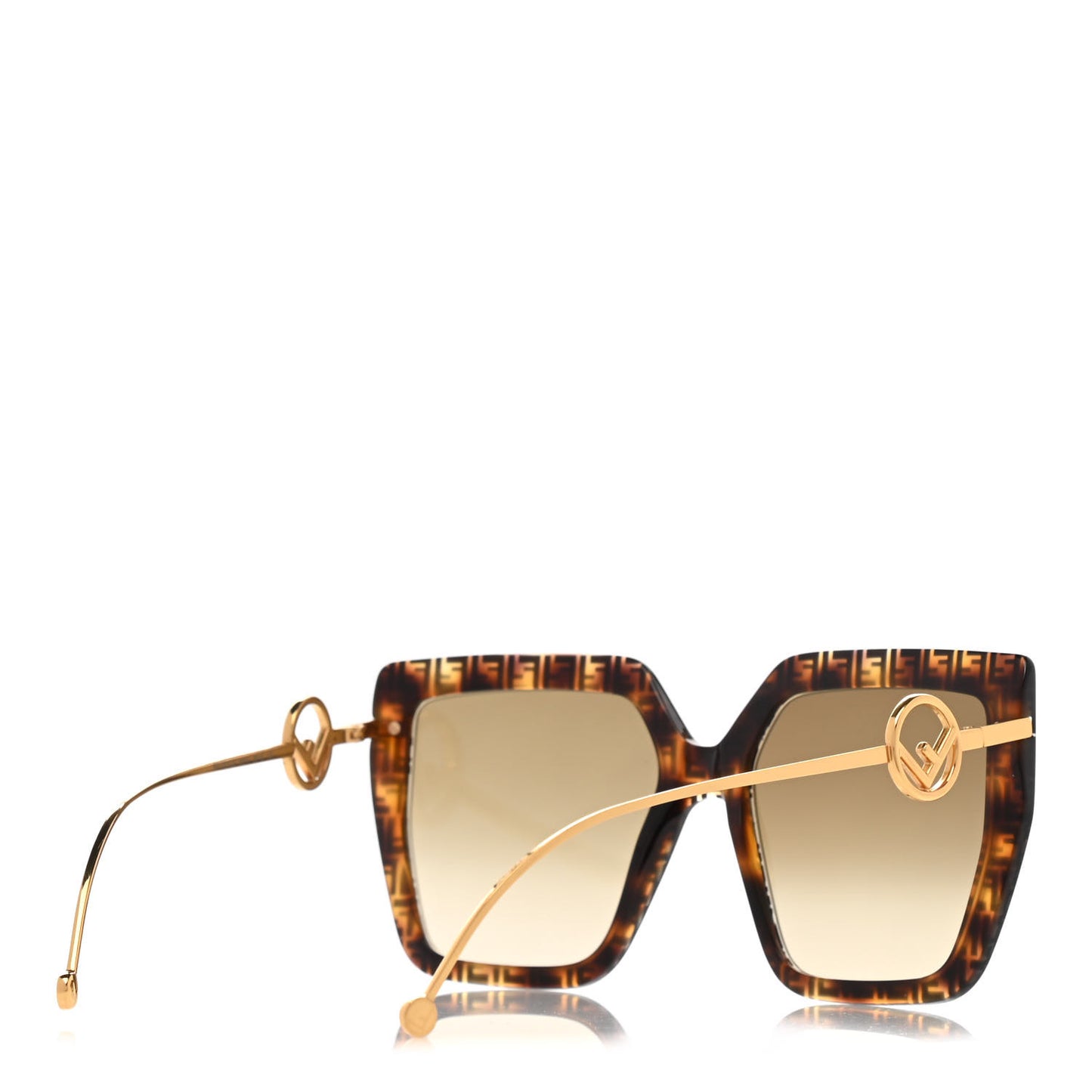 Acetate Metal F is Fendi FF Butterfly Sunglasses FF 0410/S Havana
