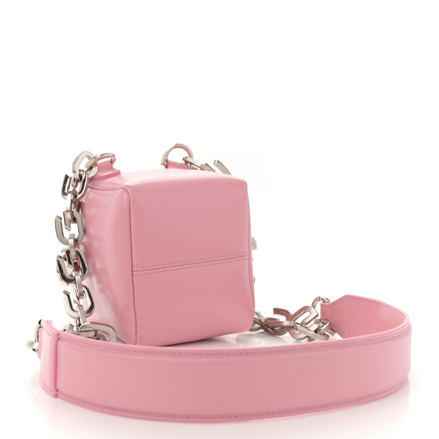 Givenchy Patent Calfskin Mini Cube Pandora Chain Shoulder Bag Pink 3 of 10