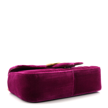 Gucci Velvet Matelasse Mini GG Marmont Shoulder Bag Fuchsia Violet Cyclamen 4 of 10