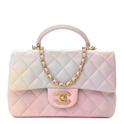 Chanel Lambskin Quilted Ombre Mini Top Handle Rectangular Flap Pink Multicolor 1 of 10