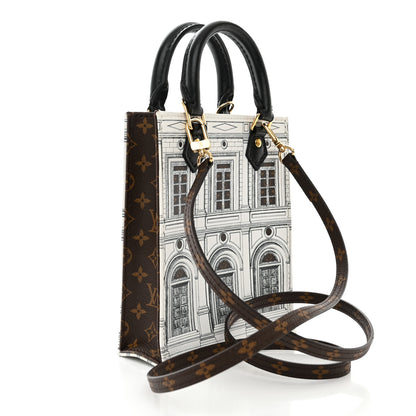 Louis Vuitton X FORNASETTI Calfskin Architettura Petit Sac Plat Black White 3 of 9