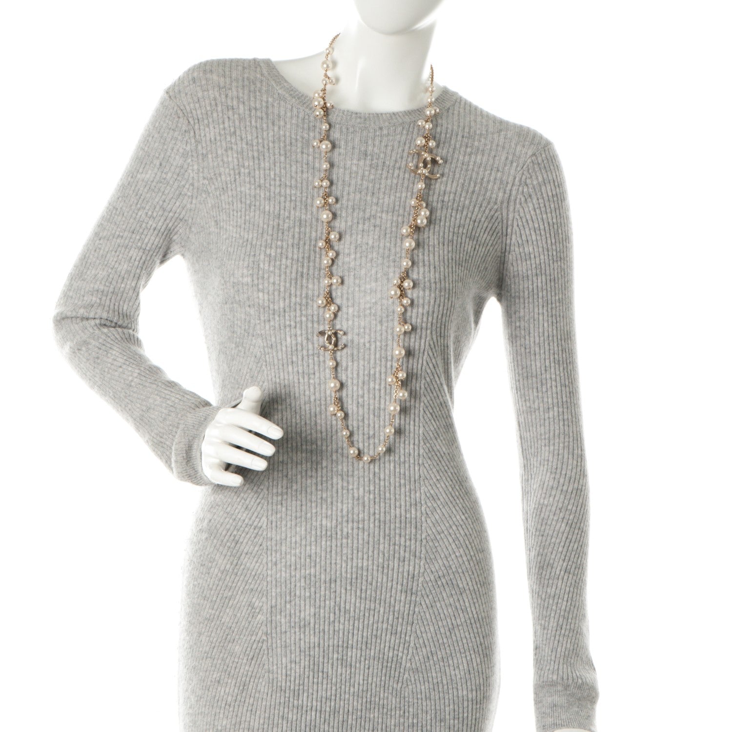 Chanel Enamel Pearl CC Long Necklace Gold 2 of 5
