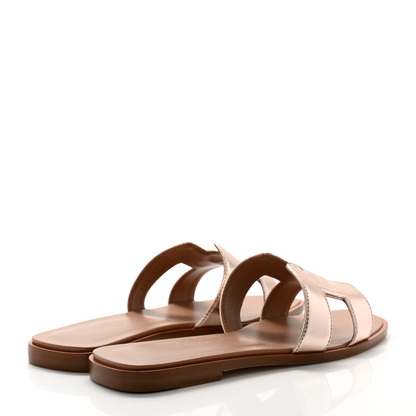 Metallic Calfskin Oran Sandals 37 Rose Dore