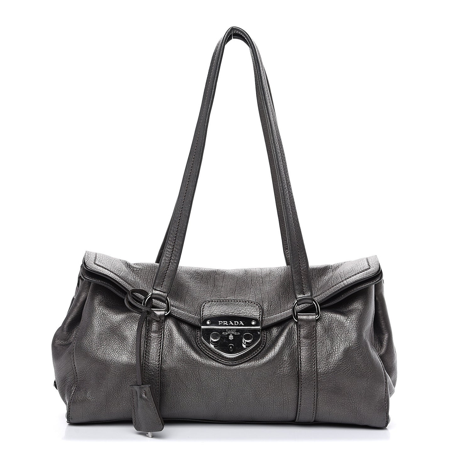 Metallic Buffalo Easy A Foldover Pushlock Satchel Dark Grey